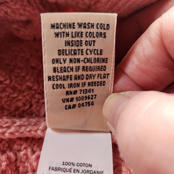 LLBean Dusty Rose Pink Textured Knit Cotton Button Front Cardigan Sweater,  L/P - Picture 6 of 11